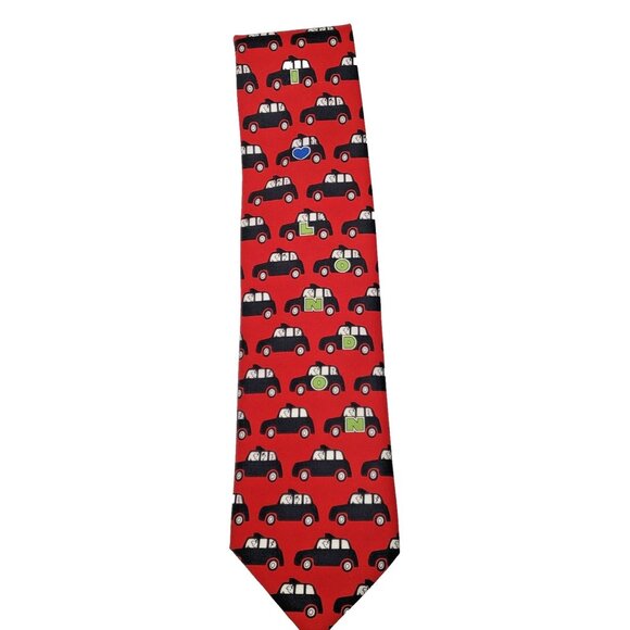 I Love London Neck Tie Red Ian Heath Tie Rack Black Taxi Cab - Picture 1 of 6